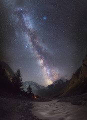 Milky way over mountains