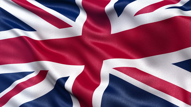 Seamless loop of the UK flag in the wind with high detail