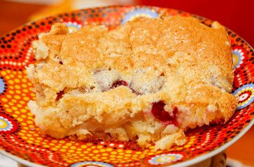 Homemade cake with cherries