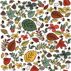 Autumn seamless pattern with leaves