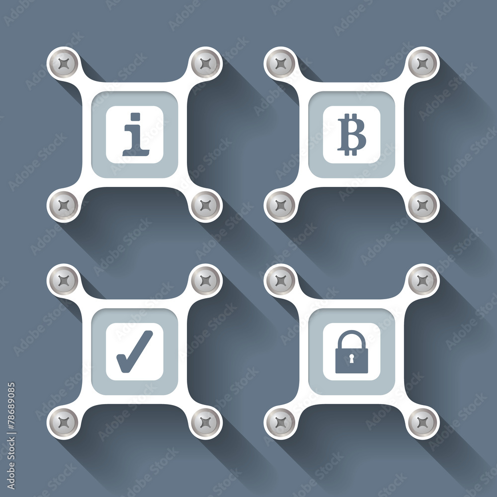 Poster abstract white objects and screws and symbols