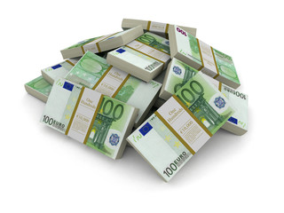 Pile of Euro (clipping path included)