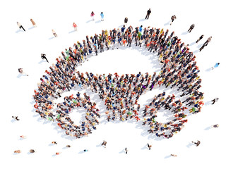 people in the form of a car.