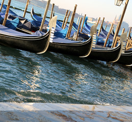 Fototapeta na wymiar gondolas near St. Mark's square in Venice