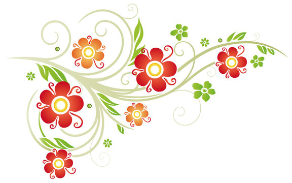 Fr&uuml;hling, bunte Blumen in rot, orange.