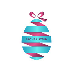 Vector paper easter egg with bow and text