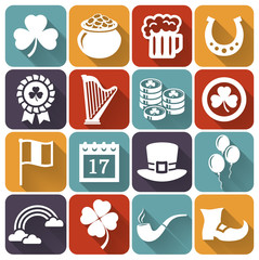 St. Patrick's Day flat icons Vector set.