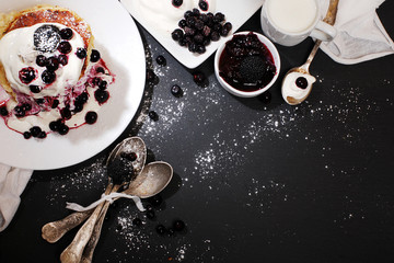 Fototapeta na wymiar Pancakes with blueberries. Russian Shrovetide.