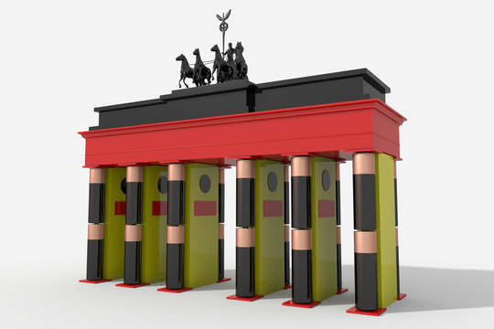 Porta di Brandeburgo 3D colori Germania e batterie stilo AA