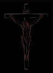 Crucifix Jesus Christ Outline Black