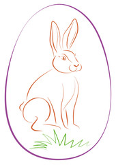 Easter Bunny Purple Egg Outline