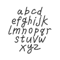 Hand drawn and sketched font, vector sketch style alphabet.