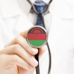 National flag on stethoscope conceptual series - Malawi