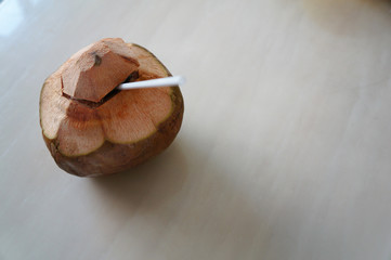 coconut drink on the marble top