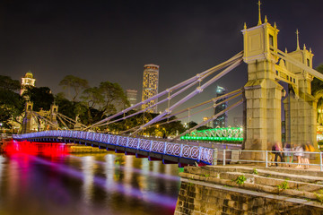 The Cavenagh Bridge at Night Singapore