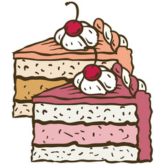 Two pieces of fruit cakes