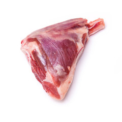 Goat meat shin joint isolated on a white background.