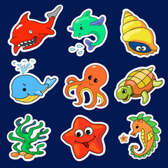 Obraz premium Illustration of the different sea creatures