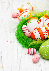Easter eggs in a nest