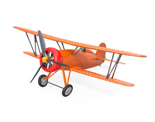 Orange biplane isolated on white background. © chesky