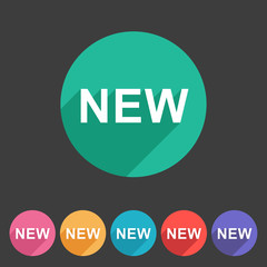 New badge flat icon sign set symbol