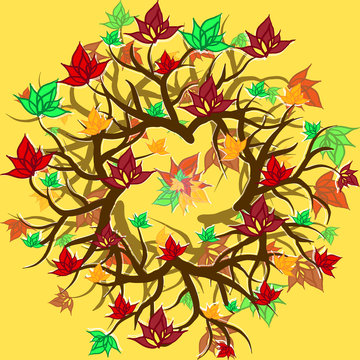 autumn branch with leaves design