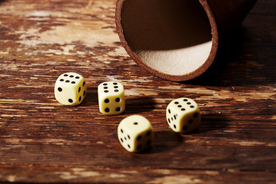 Lucky dice on table