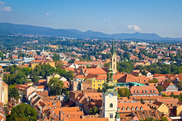 Fototapeta na wymiar Towers and rooftops of Zagreb