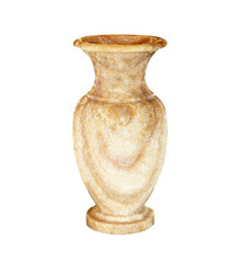 Marble vase on white background.