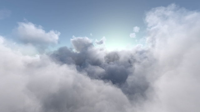 Spectacular flight through the clouds