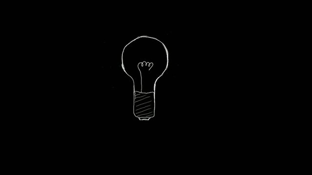 drawn light bulb symbolizing the emergence of ideas, insight