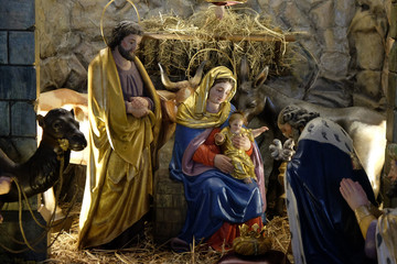 Fototapeta na wymiar Nativity scene, Church of the Holy Blood in Graz, Austria 