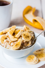 oatmeal with milk and honey and a banana for breakfast