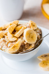 oatmeal with milk and honey and a banana for breakfast