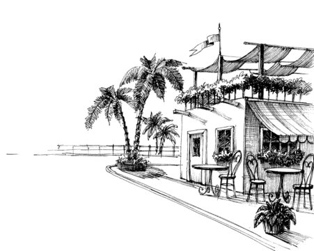 Container Take Away Restaurant Design Concept Rough Sketchy Idea Of A Cafe  Exterior Monochromatic Ink Freehand Image Perspective Illustration  Royalty Free SVG Cliparts Vectors And Stock Illustration Image  164007196