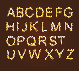 Font beer. Letters from beer mugs