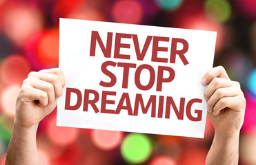 Never Stop Dreaming card with colorful background