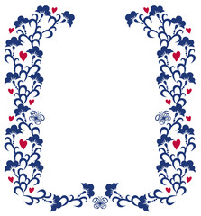 Blue floral background with hearts