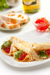 Pancakes with Red Caviar