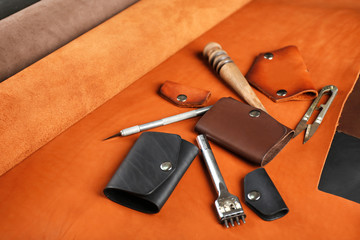 Hand made leather man accessories and tools