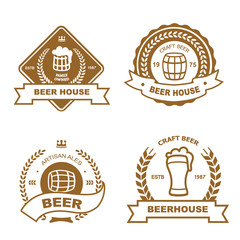 Set of monochrome badge, logo and design elements for beer house