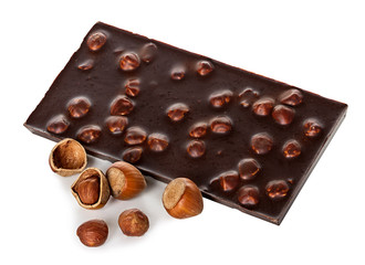 Chocolate with nuts isolated