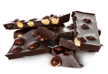 Chocolate with nuts isolated