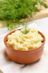Mashed potato in ceramic bowl