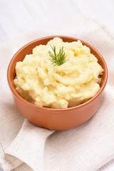 Mashed potato in ceramic bowl