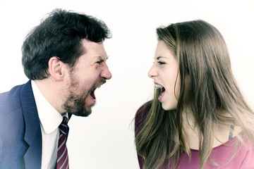 Father and daughter screaming at each other