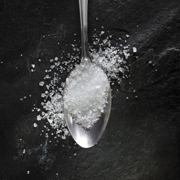 spoon with salt crystals