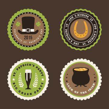 Set of St. Patricks Day card design. Vntage holiday badge