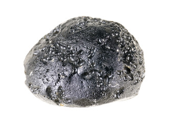 Tektyt  stone or meteorite mineral on a white background