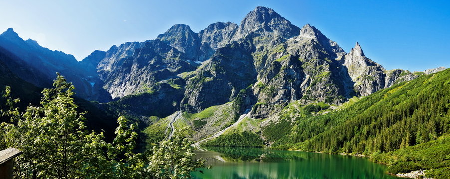 Fototapeta Beautiful glacial lakes in Polish Tatra mountains